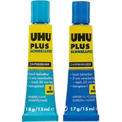 UHU 2-Komponentenepoxidkleber PLUS SCHNELLFEST SB-Karte mit Tuben Binder 18g Härter
