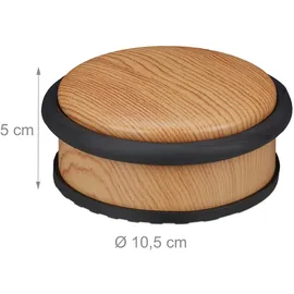 Relaxdays Türstopper Holzoptik Bodenpuffer HxD 5 x 10,5 cm, hellbraun