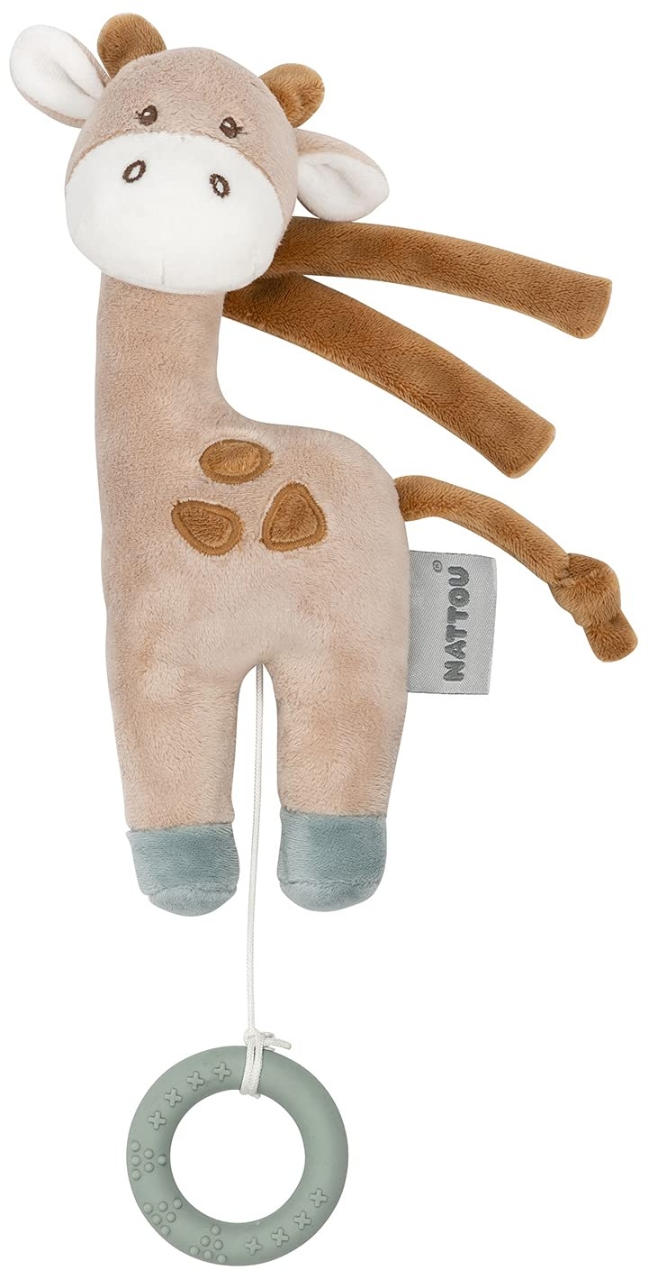 Nattou Mini-Spieluhr aus Polyester, Giraffe Luna, Wiegelied «La-Le-Lu», Ca. 23 cm, Luna und Axel, Grün / Beige