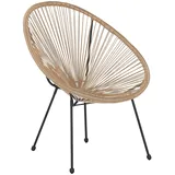 Beliani Cocktailsessel Naturfarben Beige Schwarz 90x70x87