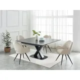 vente-unique Esstisch ausziehbar - 6 bis 8 Personen - Keramik, Sicherheitsglas & Metall - Anthrazit & Schwarz - miazelo von Maison Céphy