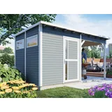 Gartenhaus Gerätehaus Schuppen WOODTEX mit Anbau 19mm hellgrau Garten Holz