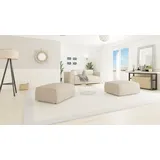 s-style möbel - Moderner Fußhocker Porto Aus Beige Cord Mit Weichem Sitz