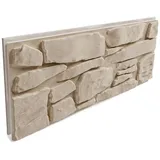 Hexim Wanddekoobjekt FP110 (Fassadenpaneele 1 Stück 121x50cm EPS Styropor Acrylbeschichtung Steinoptik Weiß - 3D Fassadenverkleidungen Innen- & Außenbereich UV-beständig für Hausfassaden (0,61m2 FP110)