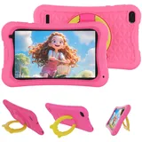 DigiLand 7 Zoll Kinder Tablet, Android 15 Tablets mit Schutzhülle, 4 GB RAM + 32 GB ROM, 1024 * 600 IPS-Bildschirm, 2MP + 5MP Dual-Kamera, 3000 mAh, Lern-Tablet mit Kindersicherung und iWawa(Rosa)