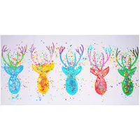 MCW Wandbild Hirsche II, 100% handgemaltes Ölgemälde Gemälde XL, 140x70cm