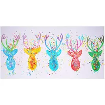 MCW Wandbild Hirsche II, 100% handgemaltes Ölgemälde Gemälde XL, 140x70cm
