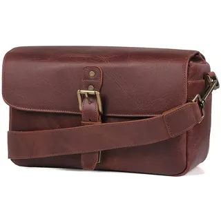 MegaGear MG1332 Torres Kameratasche - Kuriertasche aus echtem Leder für Spiegellose, Sofortbild- und DSLR Kameras - Braun