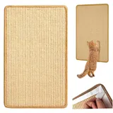 HSYTEK Kratzmatte Katze, Sisal Scratching Boards, 40x60 cm Sisalteppich für Katzen, Natürliche Katzenkratzbretter Sisal Kratzteppich, Katzen mit Klettverschlus für Sofa, Möbel, Tür Kratzschutz (Gelb)