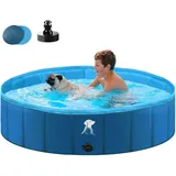 Hundepool faltbar rutschfest Haustier Pool Outdoor Sommer Freizeit 80cm rund