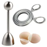 Eier Cutter,CHENKEE 2 Stck Eierköpfer Edelstahl Eierschalenschneider Weich hart gekochte Eier Entferner Eier Cracker Öffner für Küche Frühstück Backen Dessert