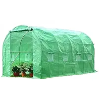 BDW Gewächshaus - Foliengewächshaus - Tomatengewächshaus - 200 cm hoch - mit robustem Metallgestell, Gitterfolie und Fenster - Tomatenhaus, Folientunnel - mit Kunststoffabdeckung - 2,5x4m