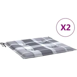 vidaXL Gartenstuhl-Sitzkissen 2 Stk. Grau Karomuster 40x40x4 cm Stoff