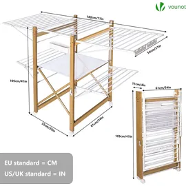 VOUNOT Wäscheständer 30 m Weiß