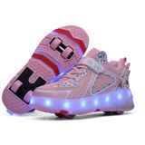 HUSK'SWARE Rollschuhe, Leuchtende Rollschuhe für Kinder,Schuhe mit Rollen rosa 32