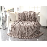 Brandsseller Felldecke 150 x 200 cm Hochwertige Kuscheldecke Sofa Decke Wohndecke Tagesdecke Flauschiges Kunstfell Taupe-Beige