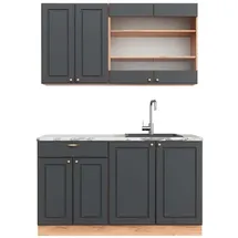 Vicco Küchenzeile Fame-Line 140 cm Anthrazit Landhaus/Goldkraft Eiche