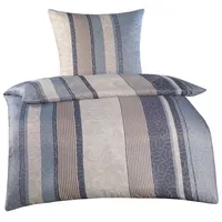 Hti-Living Bettwäsche 2-teilig 135 x 200 Microfaser Streifen Blau