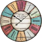 TFA Wanduhr 60.3021 cyan/elfenbein/rot/gelb