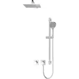 Keuco IXMO Brause-Set 10 Thermostatarmatur, 2 Verbraucher, Brausestange und Kopfbrause, eckig, Thermostatmischer m. Brausehalter u. verchromt