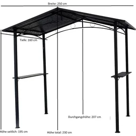 DEGAMO Grillpavillon TOULOUSE 2,5 x 1,6 m Dunkelgrau