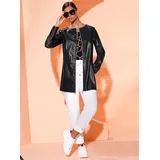 MAINPOL Lederimitat-Blazer MAINPOL "Lederimitat-Blazer", Damen, Gr. 42, schwarz, 100% Polyester, Blazer