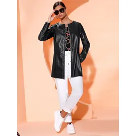 MAINPOL Lederimitat-Blazer MAINPOL "Lederimitat-Blazer", Damen, Gr. 42, schwarz, 100% Polyester, Blazer