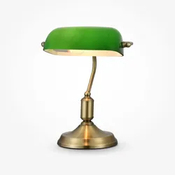 Kiwi Tischleuchte messing Metall Glass grün Banker