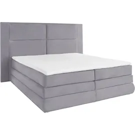 Collection AB Boxspringbett COLLECTION AB "Copenhagen", grau (lightgrau), B:231cm L:215cm, Holzwerkstoff, Spanplatte, Komplettbetten, Boxspringbett, inklusive Bettkasten, Topper, wahlweise mit LED-Beleuchtung, Topseller
