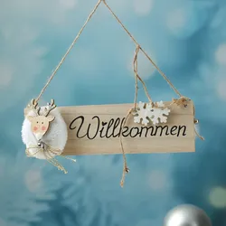 Willkommensschild Rentier mit kleinen Glocken - Türschild - Holz - hängend - L: ...