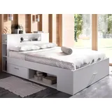 Vente-unique Bett mit Stauraum & Schubladen + Lattenrost + Matratze - 160 x 200 cm - Weiß - LEANDRE - Weiß