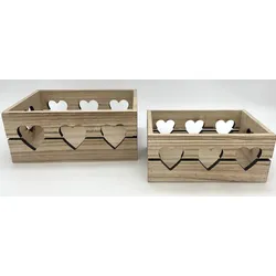 Holzkiste HEART - braun