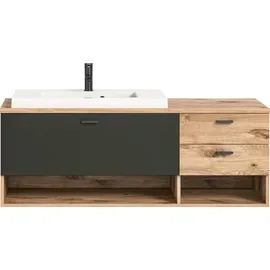 WELLTIME Waschbeckenunterschrank Dolo 2 Schubkästen 138 x 51 x 48 cm Grau
