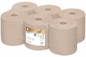 Satino PureSoft Handtuchrollen, 2-lagig, PT1-kompatibel, Premium Handtuchpapier in 100% Recycling-Qualität aus Wellpappe und Kartonagen, 1 Packung = 6 Rollen à 170 Meter