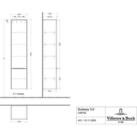 Villeroy & Boch Subway 3.0 Hochschrank 40 x 171 x 36,2 cm Taupe Holz
