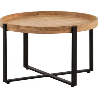 FineBuy Couchtisch FineBuy Sofatisch 60 cm Akazie Massivholz Wohnzimmertisch Rund Tisch