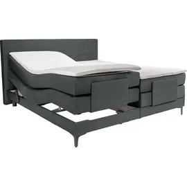 Alina Boxspringbett ALINA "Powell", grau (dunkelgrau gcp 129), B:192cm L:212cm, Chenille GCP (100% Polyester), Komplettbetten, Boxspringbett, inkl. Motor, Matratze und Topper, in unterschiedlichen Ausführungen