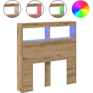 vidaXL LED-Kopfteil mit Ablagen Artisan-Eiche 100x17x102 cm