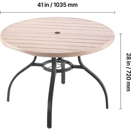 Vevor Terrassentisch Gartentisch Ø 103,5 x 72 cm Holzmaserung