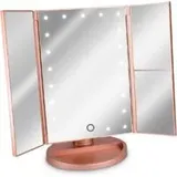 Taschenspiegel Led-kosmetikspiegel, Faltbarer Standspiegel – Beleuchteter Schminkspiegel, 2-facher Schminkspiegel, 3-facher Vergrößerungsspiegel – In Roségold Denuotop – Crezuo