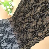 3 Yards Elastizität Spitzenbordüre Spitzenband,30cm Schwarz Spitzen-Blumen Borte Dekoband Zierspitze Zierband Spitzenstoff Spitzenborte zum Nähen Deko für Kleidung Unterwäsche Hochzeitskleid Tischdeko