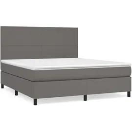 vidaXL Boxspringbett mit Matratze Grau 180x200 cm Kunstleder