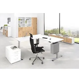 Hammerbacher Winkelschreibtisch XDSMW Nussbaum / Silber