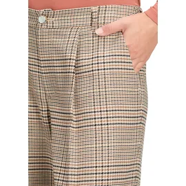 Cartoon Bundfaltenhose Karo Braun/Rosé 44