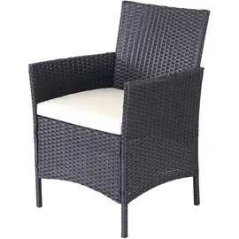Mendler Poly-Rattan Garten-Garnitur HWC-D82, Sitzgruppe Lounge-Set ~ schwarz mit Kissen creme