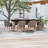 VidaXL 7-tlg. Garten-Essgruppe mit Kissen Braun