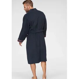 Bruno Banani Herrenbademantel BRUNO BANANI "Roy, ideal für Sauna & Spa, Hotelbademantel, Morgenmantel" Gr. L, blau (marine), L:120cm, Walkfrottee, Hausmäntel, Bademantel, mit farblich abgesetzten Streifen, Bademantel, Baumwolle, S-3XL
