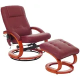 berlinlodge Massagesessel 66 x 98 x 89 cm Bordeaux mit Fußhocker
