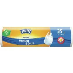 Swirl® Müllbeutel mit Tragegriff Reißfest & Dicht  4008871917041 , 1 Karton = 16 Rollen à 15 Stück, Volumen: 35 Liter
