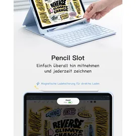 Inateck Tastatur Hülle kompatibel mit iPad Air 6 11 Zoll 2024, iPad 10 Gen. 2022, iPad Air 5/4 (2022/2020) 10,9 Zoll, iPad Pro 11 4/3/2/1, QWERTZ, mit Stifthalter, Abnehmbar, KB04002